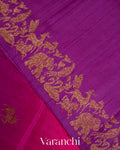 Purple and Rani Pink Ombre-Dyed Raw Silk Handloom Saree
