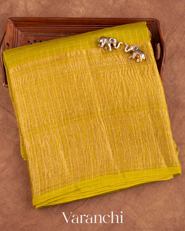 Light Mehandi Green Pure Crush Kora Silk Saree
