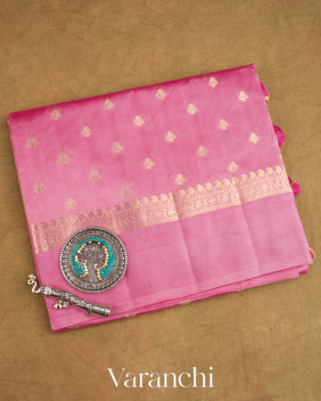 Mauve Pink Pure Dupion Silk Saree