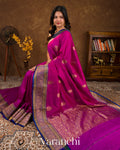 Deep Magenta Pure Dupion Silk Handloom Saree