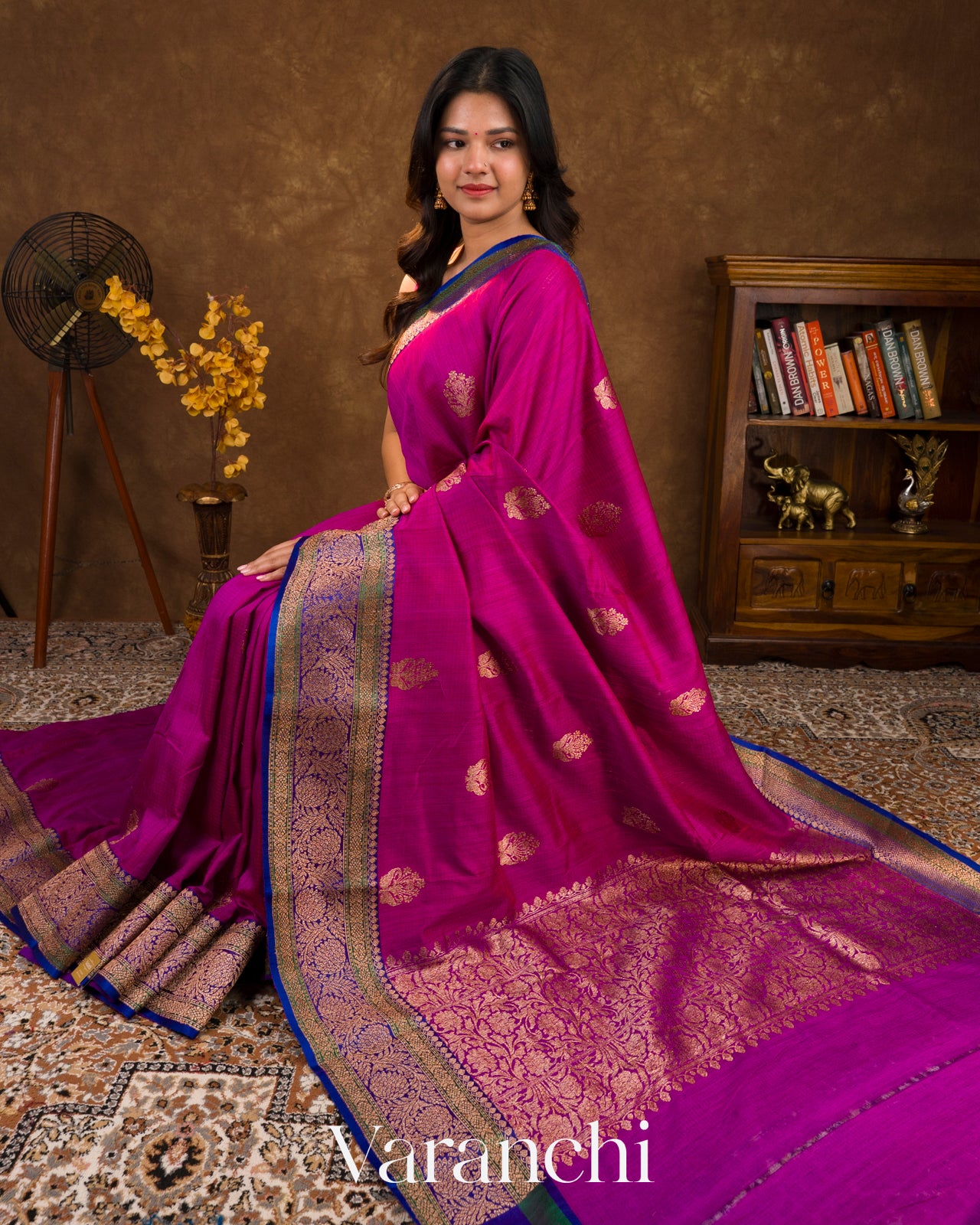 Deep Magenta Pure Dupion Silk Handloom Saree