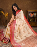 Off White Pure Dupion Silk Handloom Saree