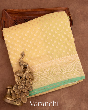 Pastel Yellow Pure Georgette Silk Handloom Saree