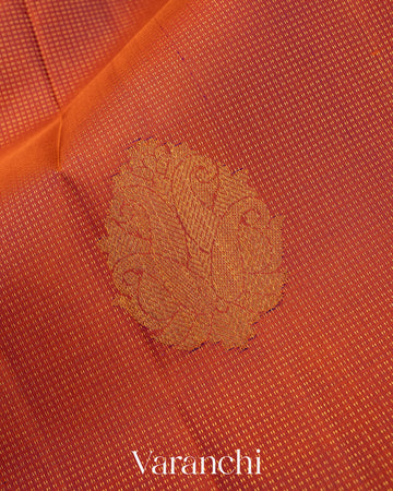 Brick Orange Vaira Oosi Pure Kanchipuram Silk Handloom Saree