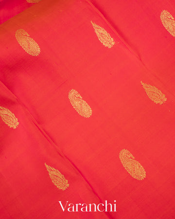Reddish Pink Pure Kanchipuram Silk Handloom Saree
