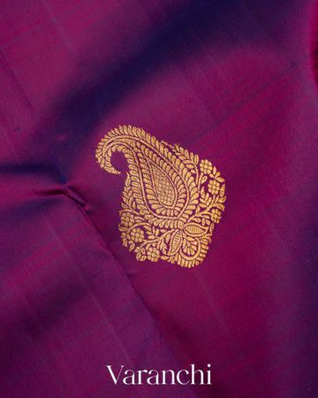 Deep Purple Pure Kanchipuram Silk Handloom Saree