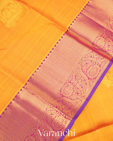Turmeric Yellow Pure Kanchipuram Silk Handloom Saree