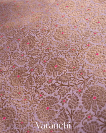 Pastel Lilac Heavy Brocade Pure Katan Silk Handloom Saree