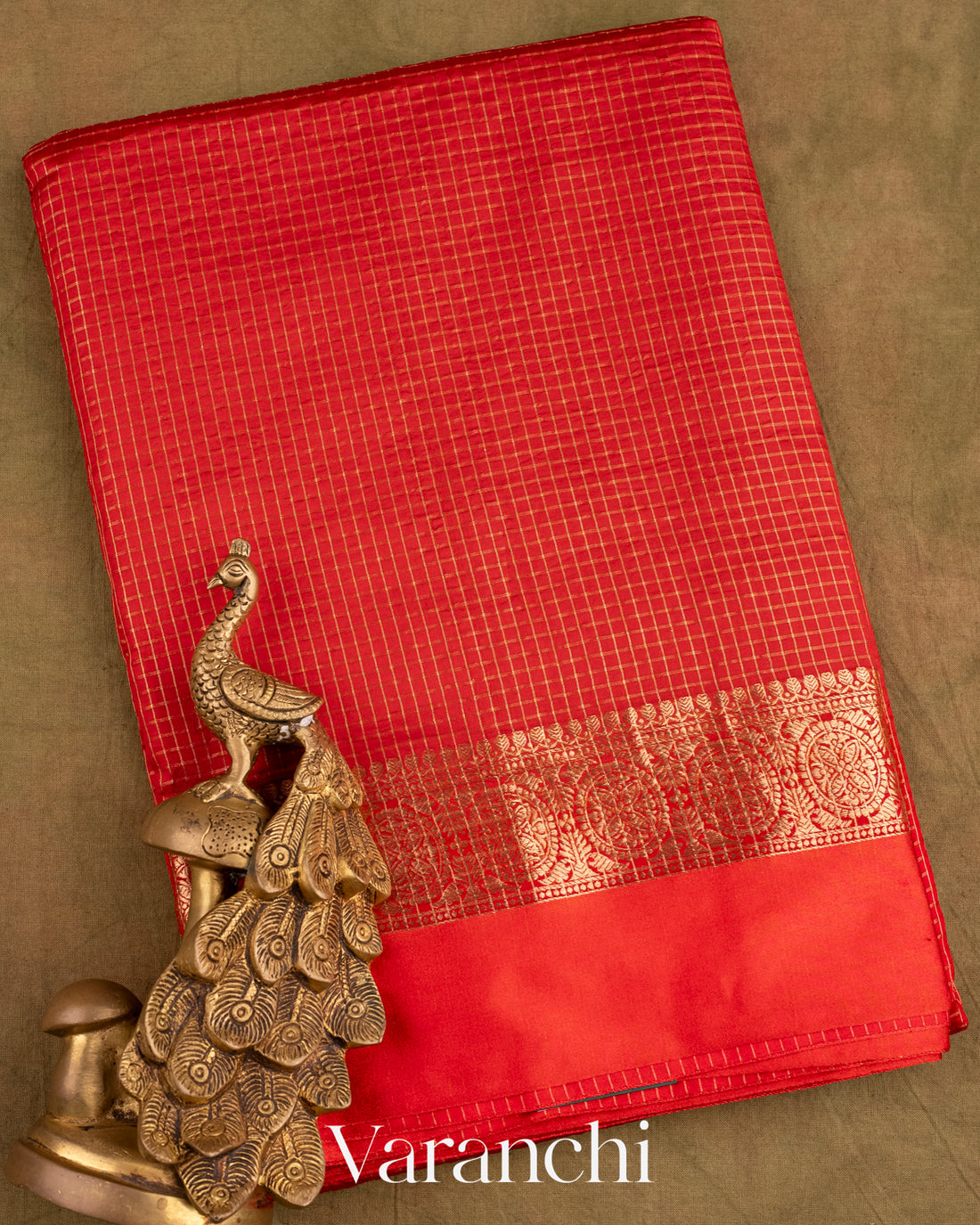 Deep Red Pure Katan Silk Saree