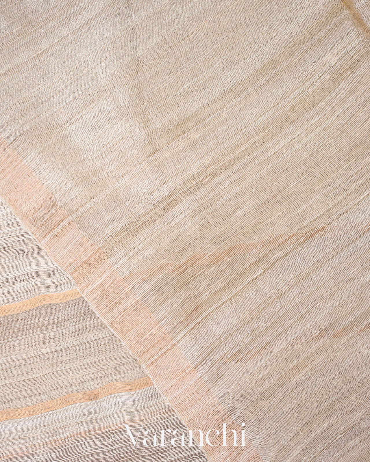 Beige with Muslin Stripes With Pure Matka Silk Handloom Saree
