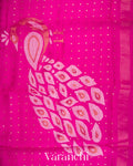 Rani Pink with Sequin Embroidery Pure Muslin Silk Handloom Saree