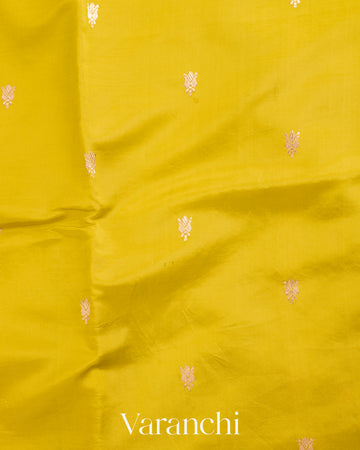 Olive Yellow Pure Katan Silk Handloom Saree