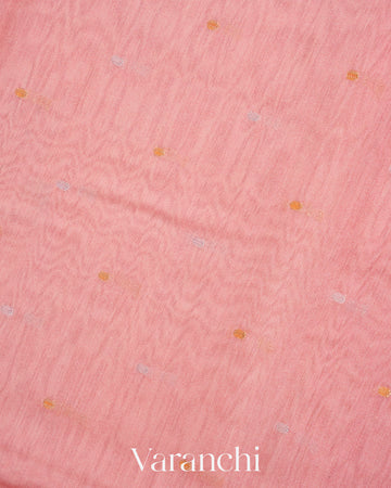 Pastel Pink Pichwai Printed Pure Moonga Silk Saree