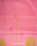 Rose Pink Jamdani Pure Silk Linen Handloom Saree