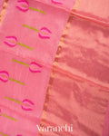 Rose Pink Jamdani Pure Silk Linen Handloom Saree