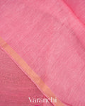 Rose Pink Jamdani Pure Silk Linen Handloom Saree