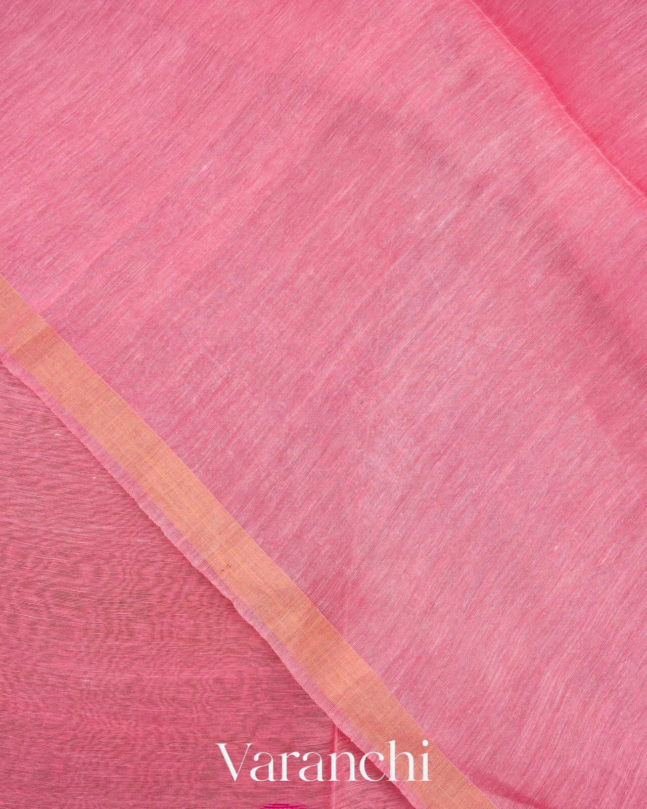 Rose Pink Jamdani Pure Silk Linen Handloom Saree