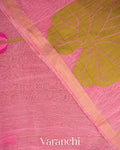 Rose Pink Jamdani Pure Silk Linen Handloom Saree