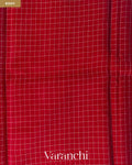 Red Checkered Pure Crush Kora Silk Saree — Body