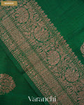 Bottle Green Pure Raw Silk Handloom Saree — Border