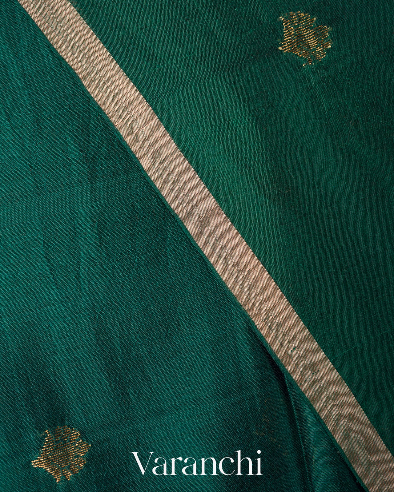 Royal Green Jamdani Pure Mulberry Silk Handloom Saree 