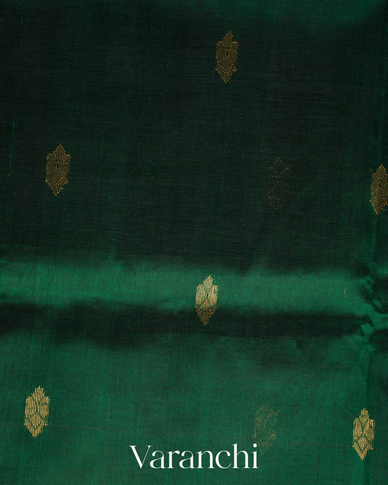 Bottle Green Korvai Pure Kanchipuram Silk Cotton Handloom Saree 