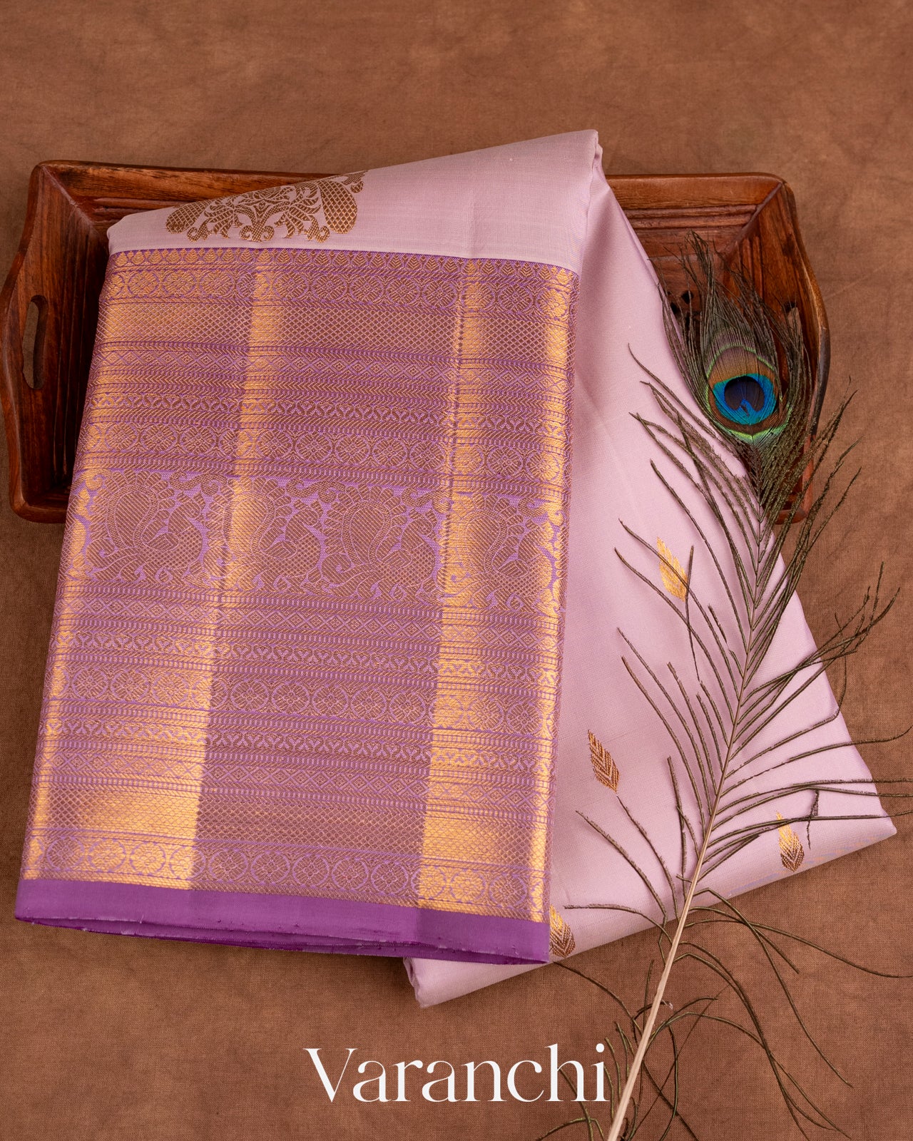 Baby Lavender Pure Kanchipuram Silk Handloom Saree