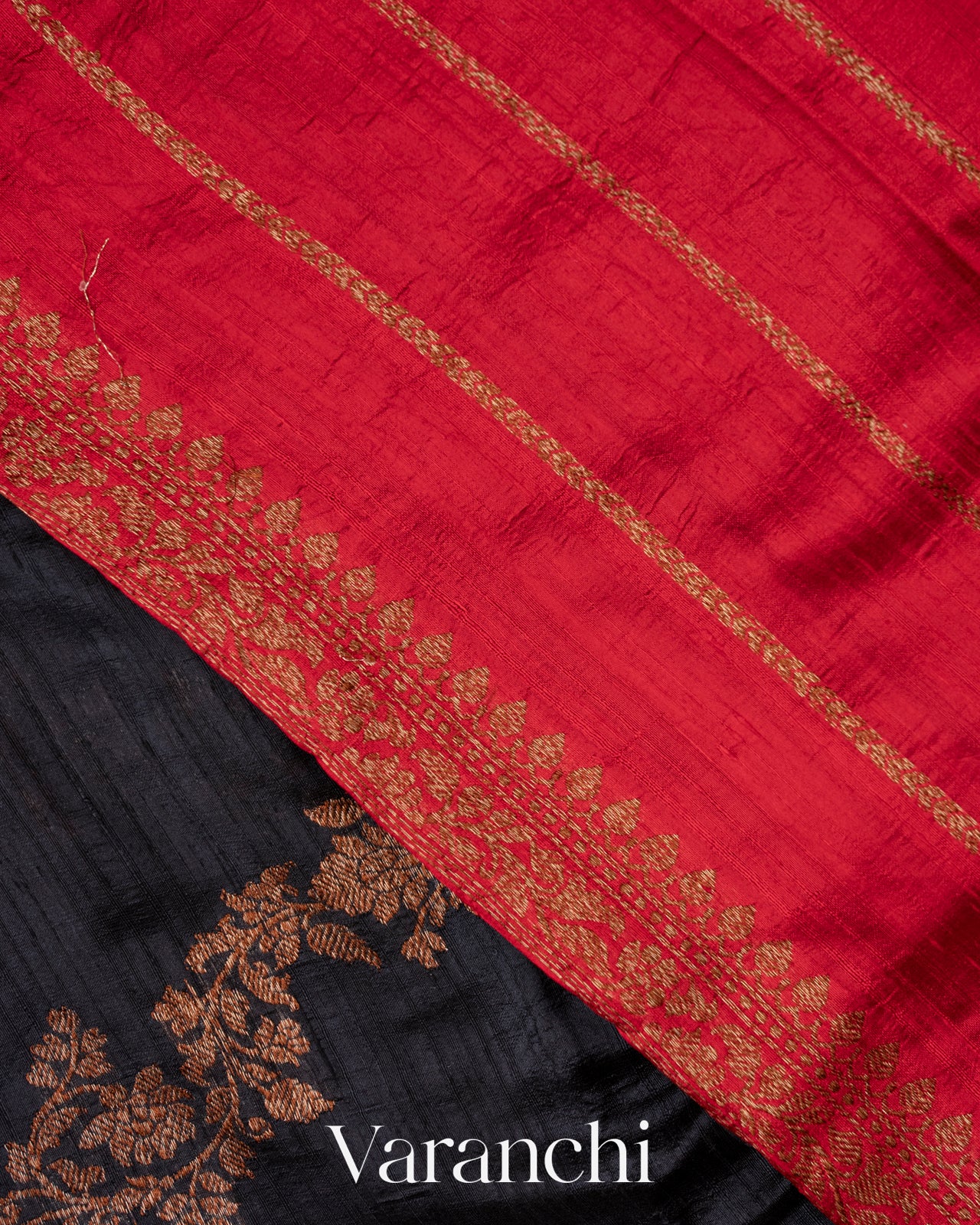 Black Lehariya Pure Raw Silk Handloom Saree