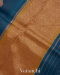 Prussian Blue Pure Kora Silk Handloom Saree