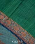 Blue Tricolour Rangkaat Pure Raw Silk Handloom Saree