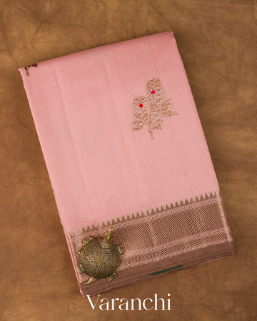 Baby Pink Pure Chanderi Silk Cotton Handloom Saree