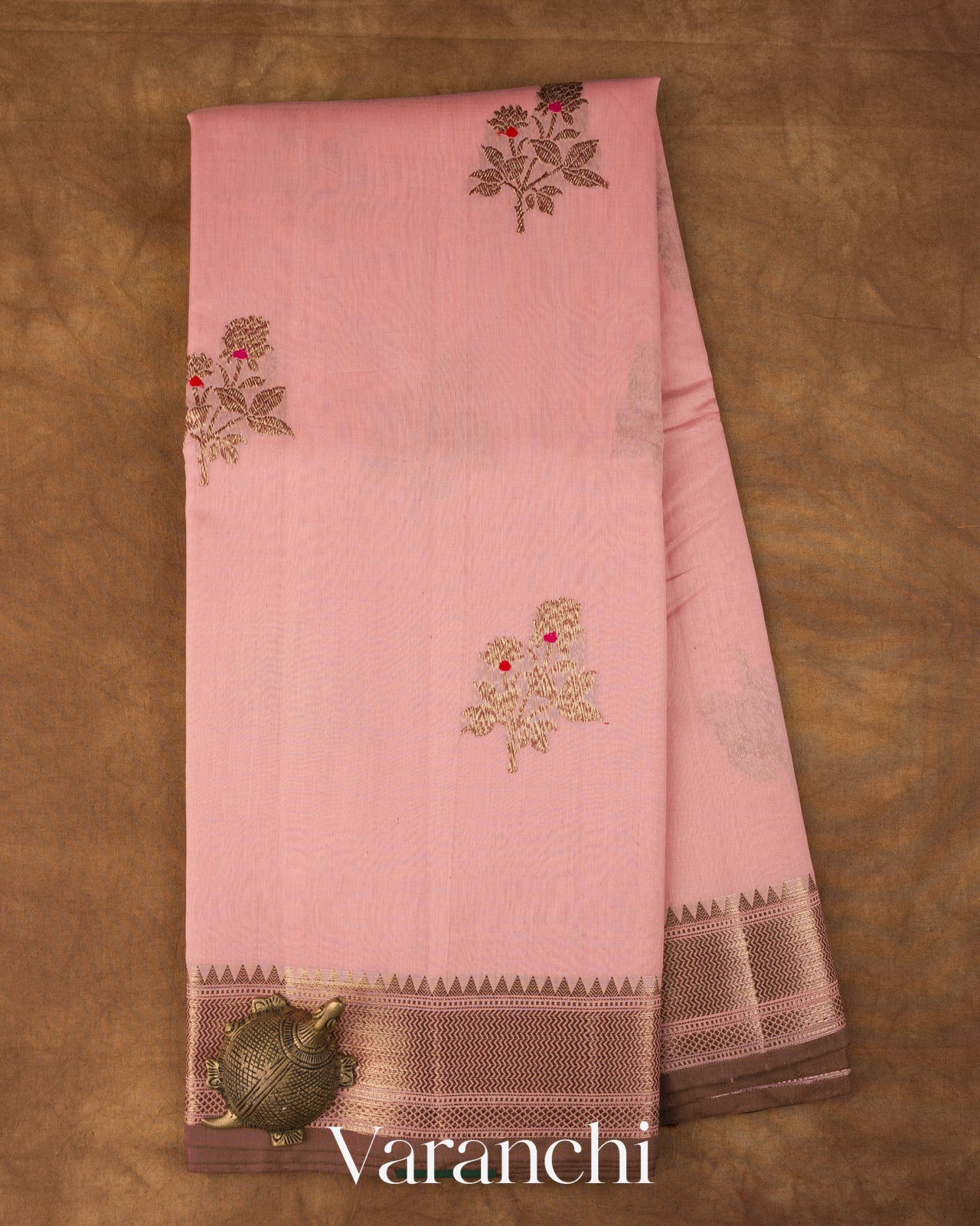 Baby Pink Pure Chanderi Silk Cotton Handloom Saree