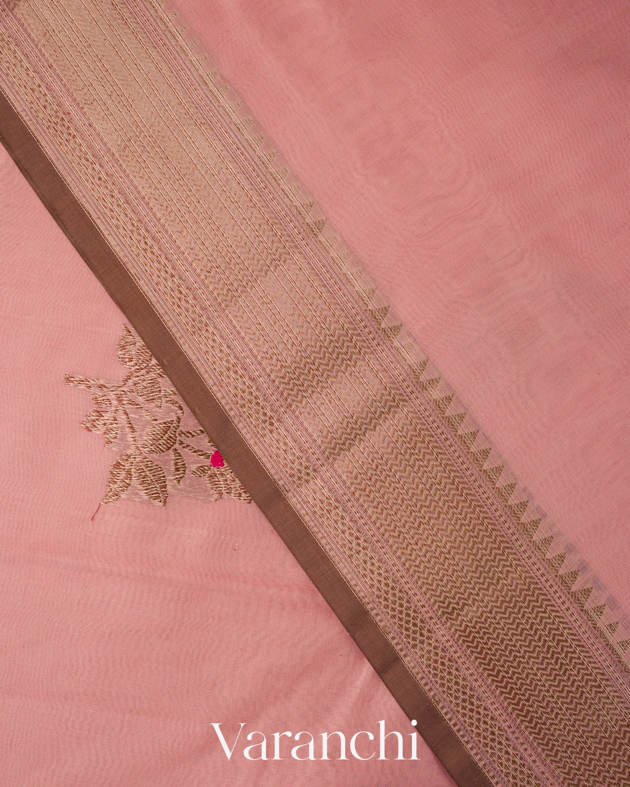 Baby Pink Pure Chanderi Silk Cotton Handloom Saree