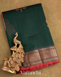 Bottle Green Pure Chanderi Silk Cotton Handloom Saree