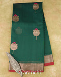 Bottle Green Pure Chanderi Silk Cotton Handloom Saree