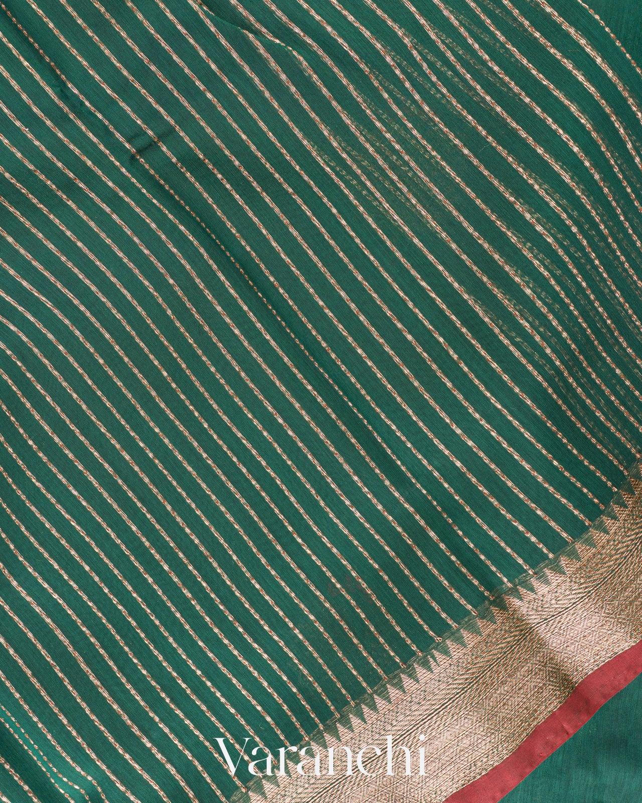 Bottle Green Pure Chanderi Silk Cotton Handloom Saree