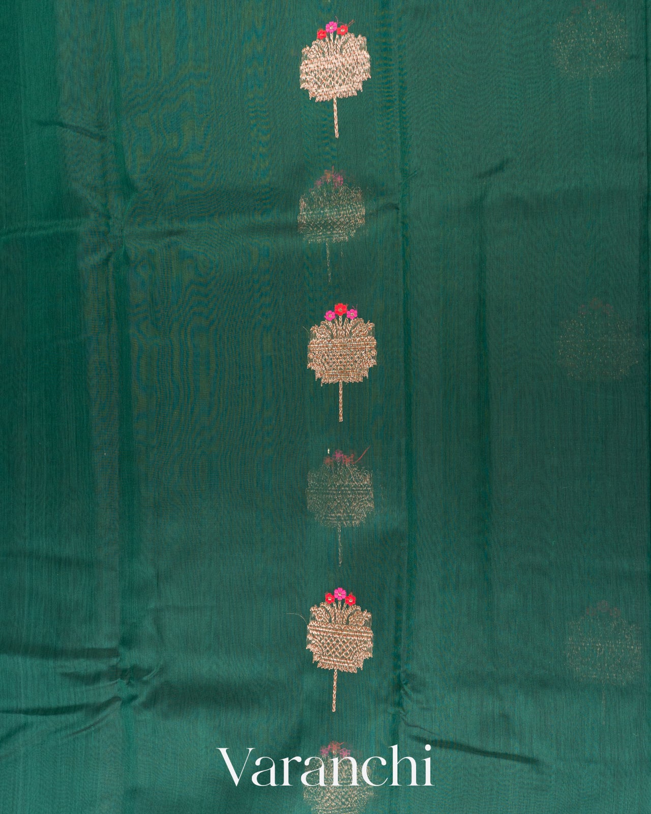 Bottle Green Pure Chanderi Silk Cotton Handloom Saree