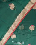 Bottle Green Pure Chanderi Silk Cotton Handloom Saree