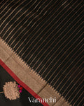 Jet Black Pure Chanderi Silk Cotton Handloom Saree