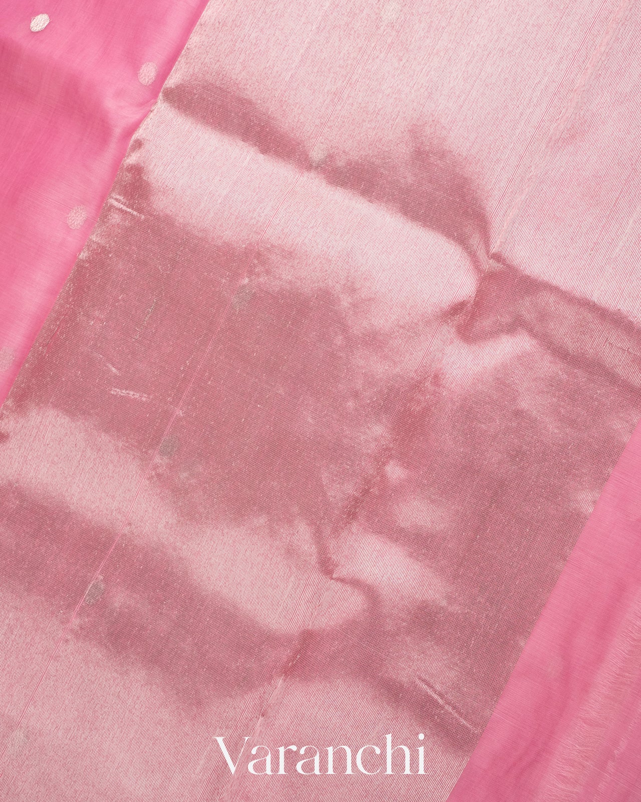 Light Pink Pure Chanderi Kora Silk Handloom Saree