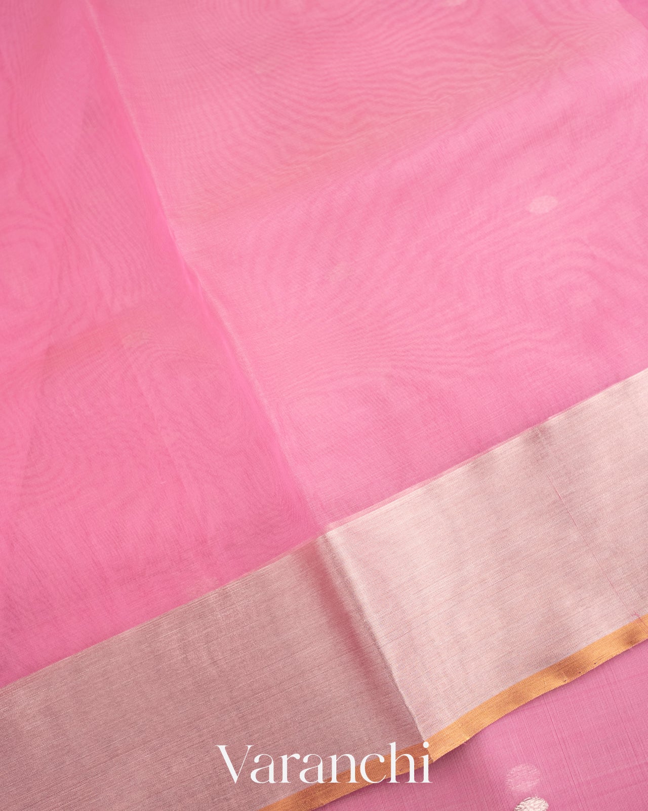 Light Pink Pure Chanderi Kora Silk Handloom Saree