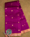 Wine Purple Pure Chanderi Kora Silk Handloom Saree
