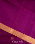 Wine Purple Pure Chanderi Kora Silk Handloom Saree