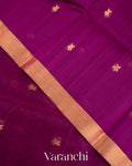 Wine Purple Pure Chanderi Kora Silk Handloom Saree