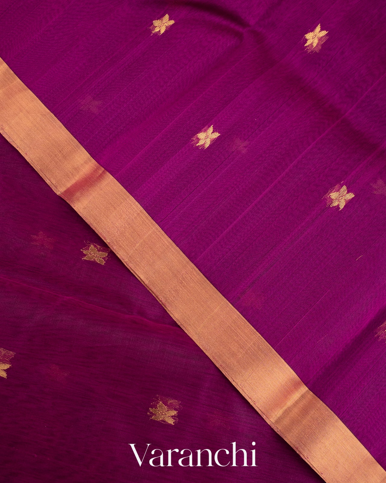 Wine Purple Pure Chanderi Kora Silk Handloom Saree
