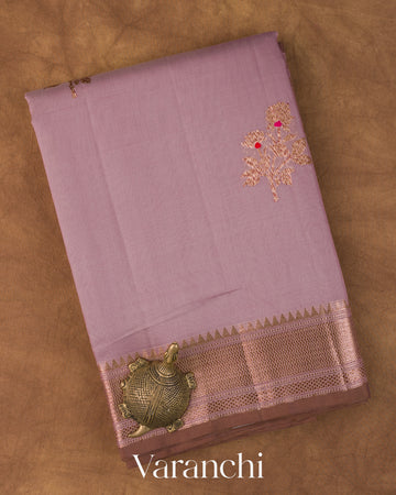 Dusty Lavender Pure Chanderi Silk Cotton Handloom Saree 