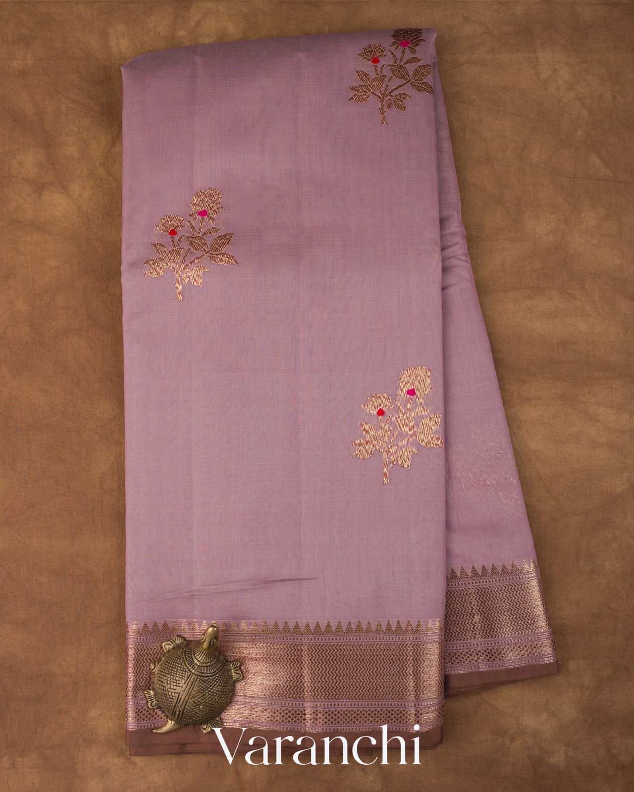 Dusty Lavender Pure Chanderi Silk Cotton Handloom Saree 