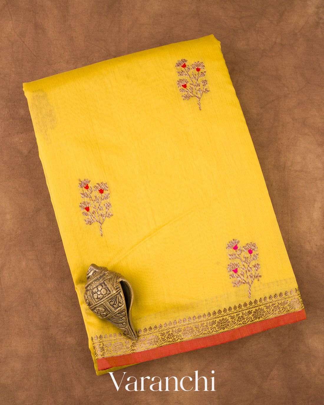Lemon Yellow Chanderi Silk Cotton Handloom Saree
