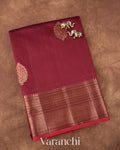 Deep Maroon Pure Chanderi Silk Cotton Handloom Saree