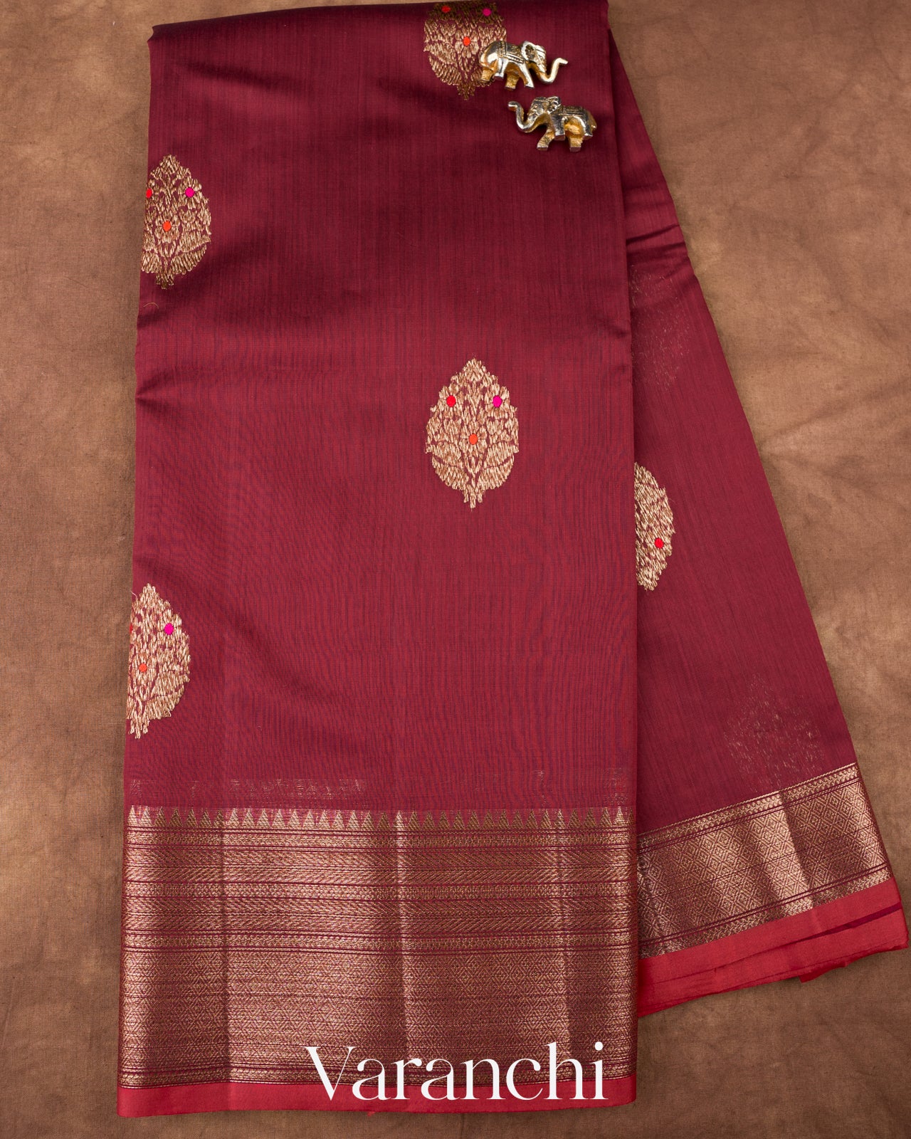 Deep Maroon Pure Chanderi Silk Cotton Handloom Saree